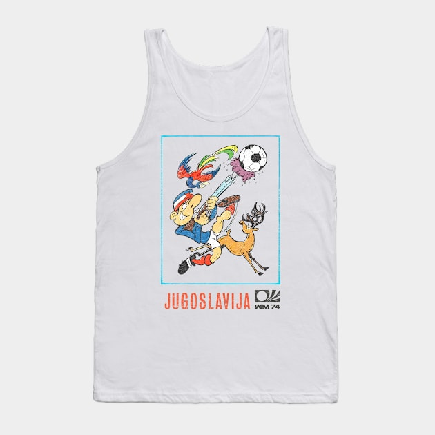 Jugoslavija 74 / Vintage Faded-Style Football Design Tank Top by DankFutura